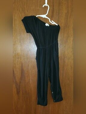 Baileys Blossoms Black One-Shoulder Knit Romper Sz 18-24 Months